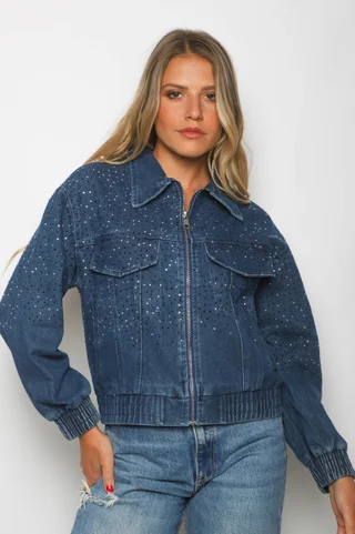 Campera Jean Vakz con Cierre y Strass  GU70014 - Vista 1