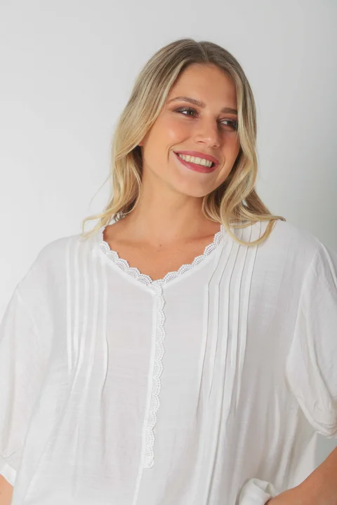 Blusa AMARE Lino c/ puntilla GU0334