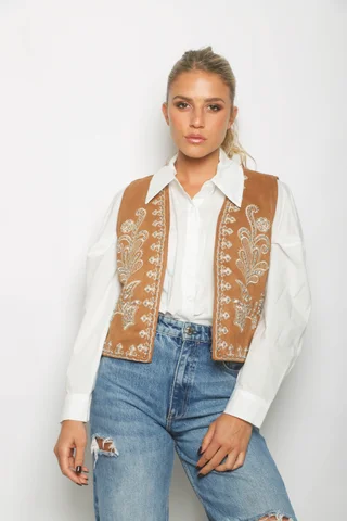 Chaleco MONTANI Gamuza Bordado GU562 - Vista 3