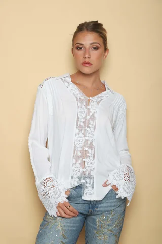 Camisa ZANETT Broderie con Encaje GUK61 - Vista 3