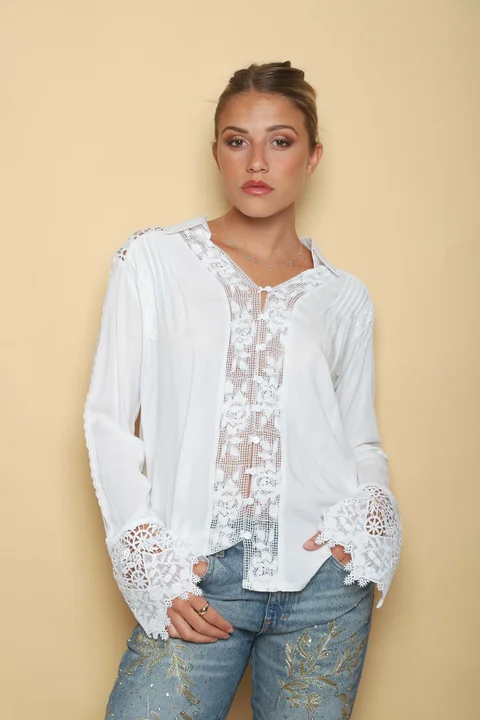 Camisa ZANETT Broderie con Encaje GUK61