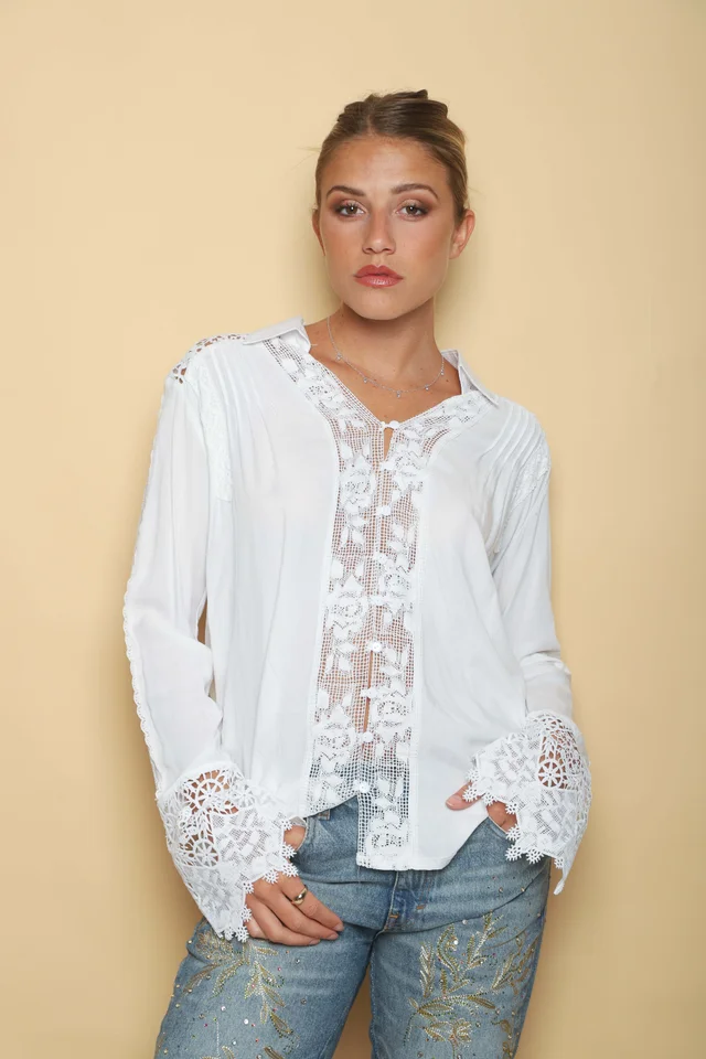 Camisa ZANETT Broderie con Encaje GUK61