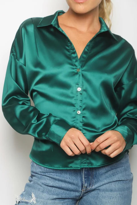 Camisa ZELENI Saten c/ Tiras para atar Atras GUK70282