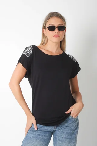 Remera Alyssa Viscosa Lycra con Tachas - Vista 1