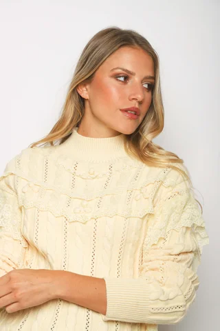 Polera Lupe Trenzada con EncajeGU122268 - Vista 3