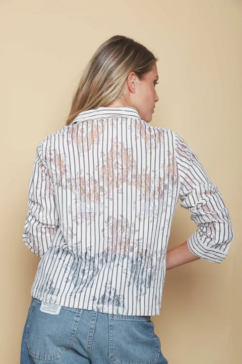 Camisa DUBLIN Rayada c/encaje GUP33024