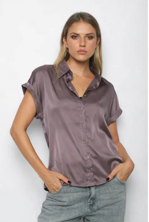 Camisa CANDI Satén Manga Corta GUV52