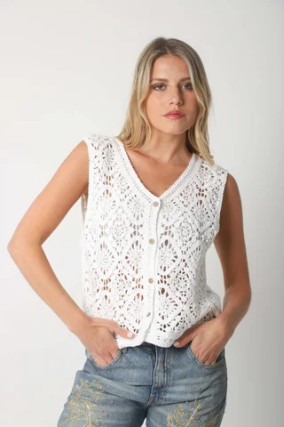 Chaleco Crochet ANAIS c/ mini lentejuelas GU3010 - Vista 1