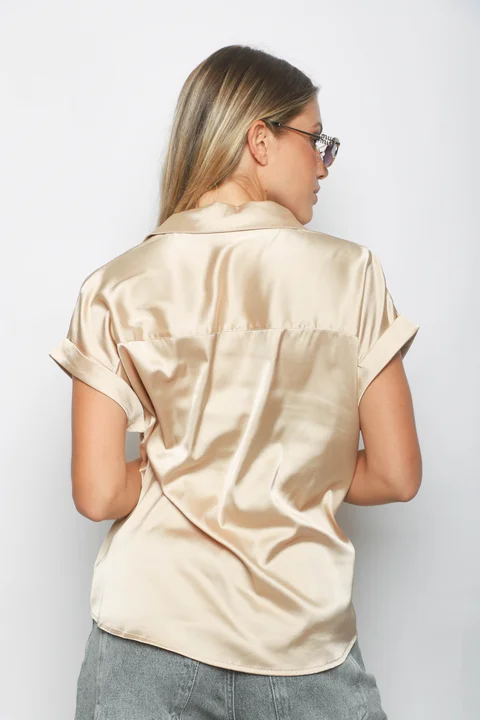 Camisa CANDI Satén Manga Corta GUV52