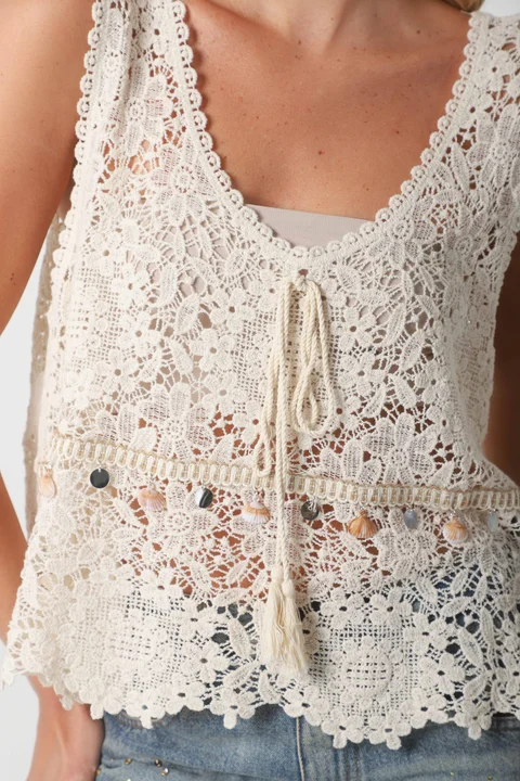 Musculosa Crochet AIKO c/ apliques GU3012