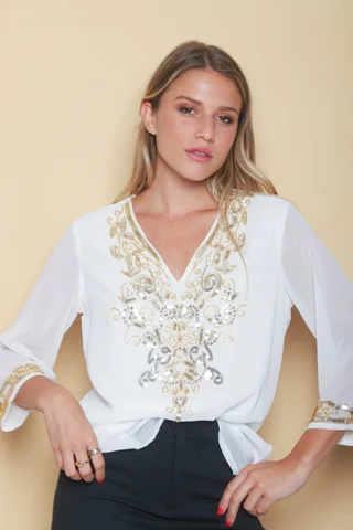 Camisola Buzios Gasa Lentejuelas GU4018 - Vista 2