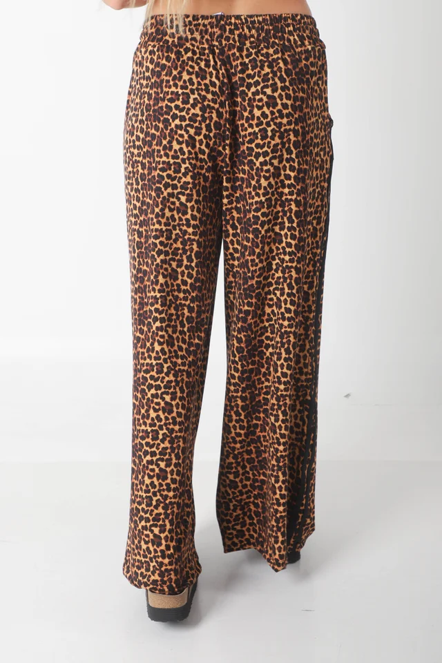 Pantalon Leopard Print Modal con Tiras