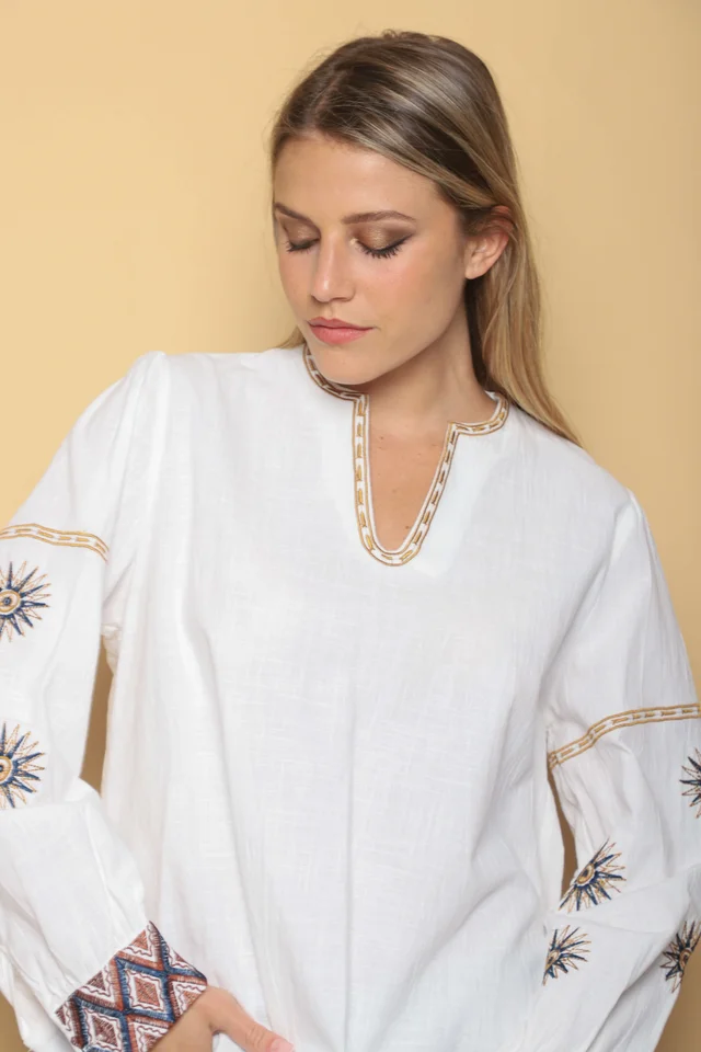 Blusa GATE Lino c/bordado GU0554