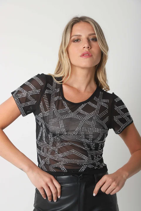 Top ROVIE TULL Con Stras GU2666