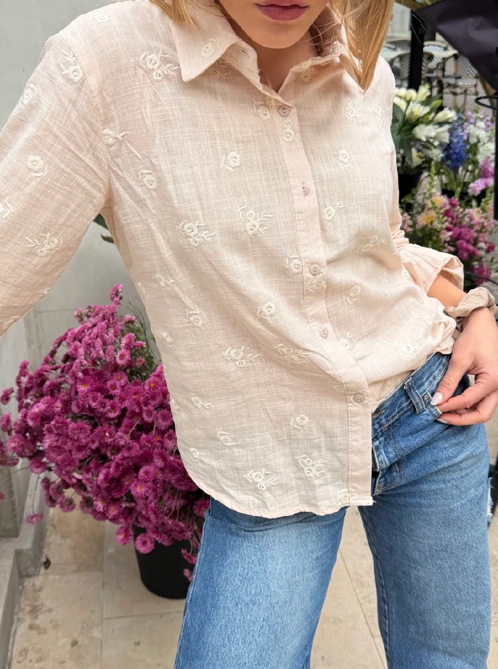 Camisa ROSMARY Lino Bordada GU70242