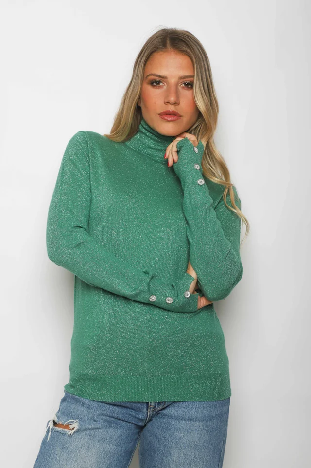 Polera MERIDIAN Lurex con Botones Strass GUL601