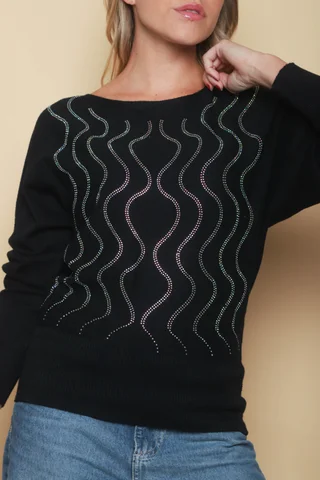 Sweater Vibes Bremer c/ Strass GU37120 - Vista 2