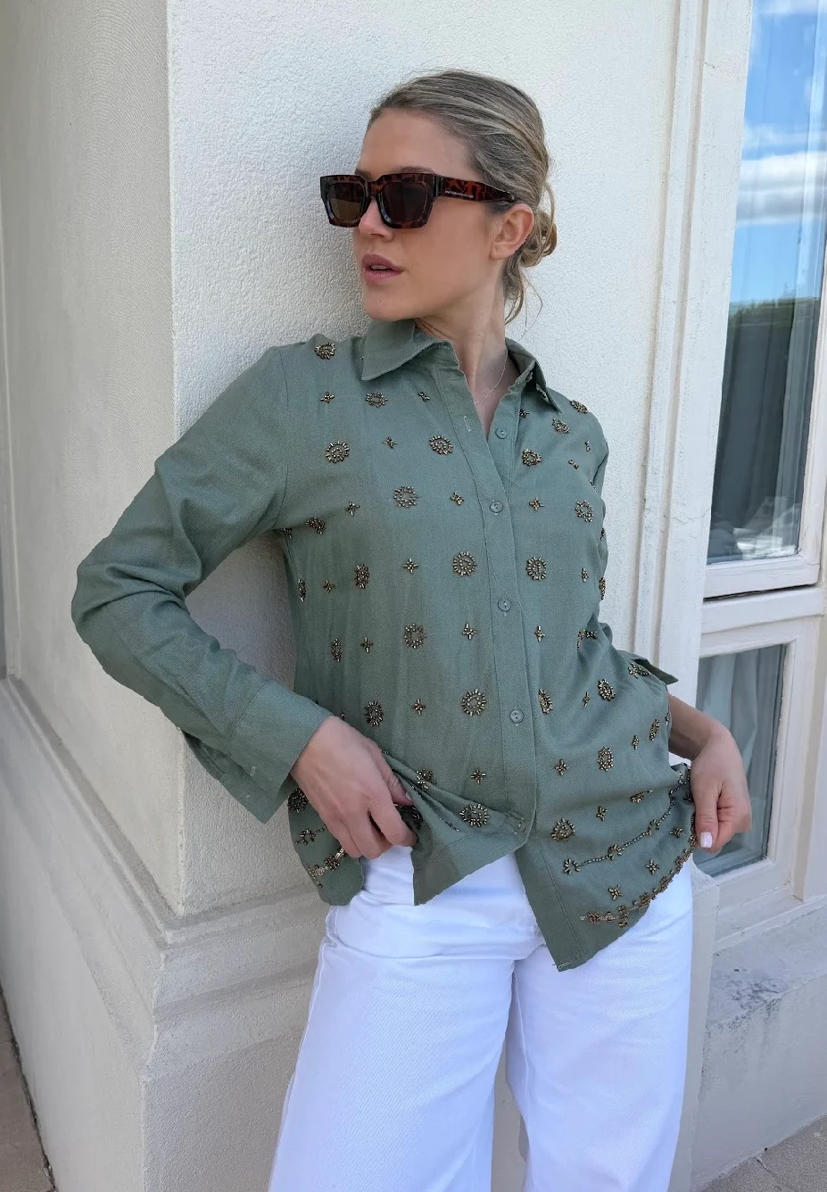 Camisa PUIGARI Lino Bordada GU70238