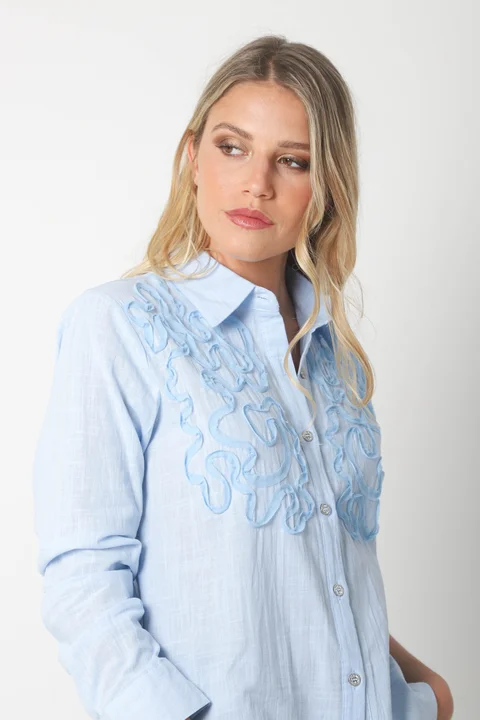 Camisa SARA Lino c/ Botones Strass GUK70144