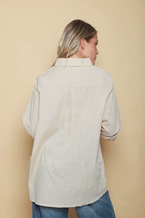 Camisa AKARI de LINO Bordada OVERSIZE GU41
