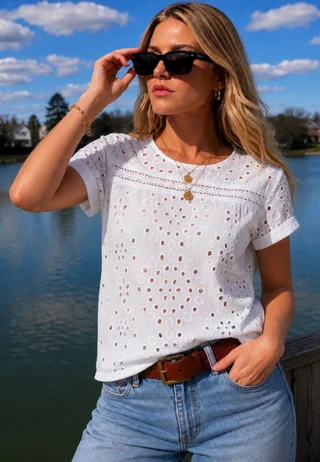 Blusa NADINE Broderie Bordada GUK70203 - Vista 4