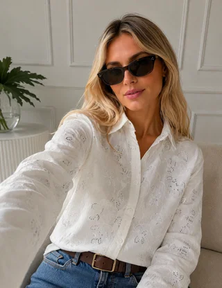Camisa MISS  Flores Bordadas y Lentejuelas GU5195 - Vista 1