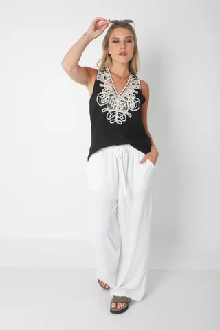 Musculosa LIBERTY de Lino BORDADA GU2525 - Vista 6