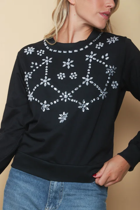 Buzo Boho Bordado con Piedras GUK4114