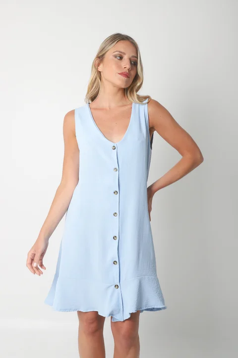 Vestido Gales Abotanado Creppe