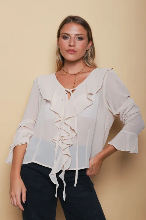 Blusa TITA Gasa c/Volados GUV60