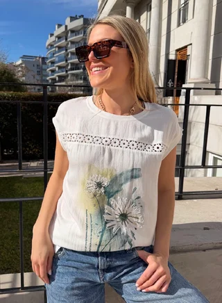 Camisola SUNRISE LINO con Strass GU10718 - Vista 3