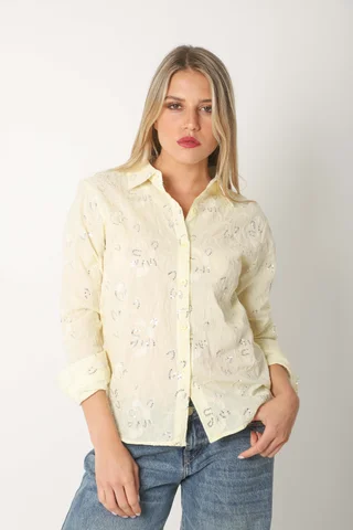 Camisa MISS Flores Bordadas y Lentejuelas GU5195 - Vista 1