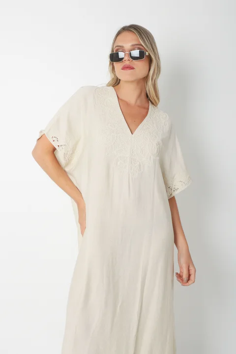 Vestido Tunica PARU de Lino Bordado GU2527