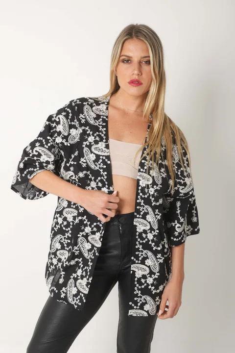 Kimono VAPARAISO de Lino Bordado GU5175