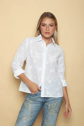 Camisa VITARA Hojitas Bordada GUK70217 - Vista 6