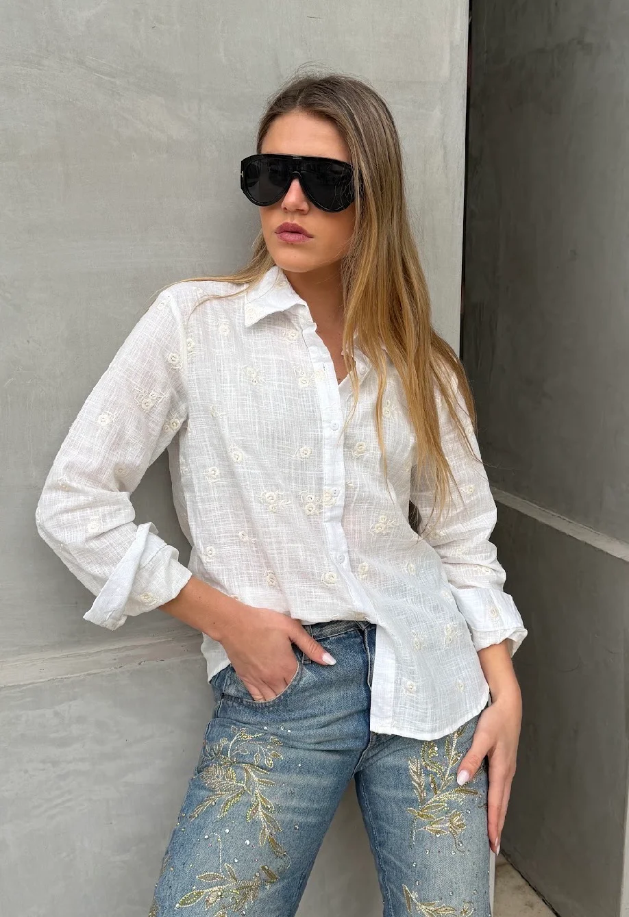 Camisa ROSMARY Lino Bordada GU70242
