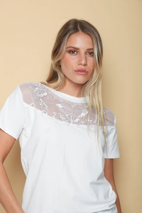 Remera Valquiria Tul Bordado GU12048
