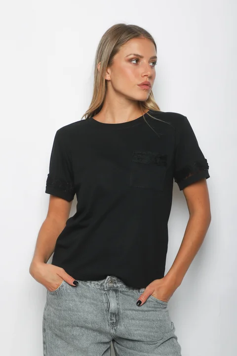 Remera RAVI c/Bolsillos puntilla GUJ5232