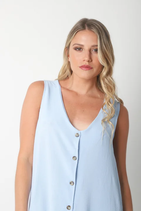 Vestido Gales Abotanado Creppe