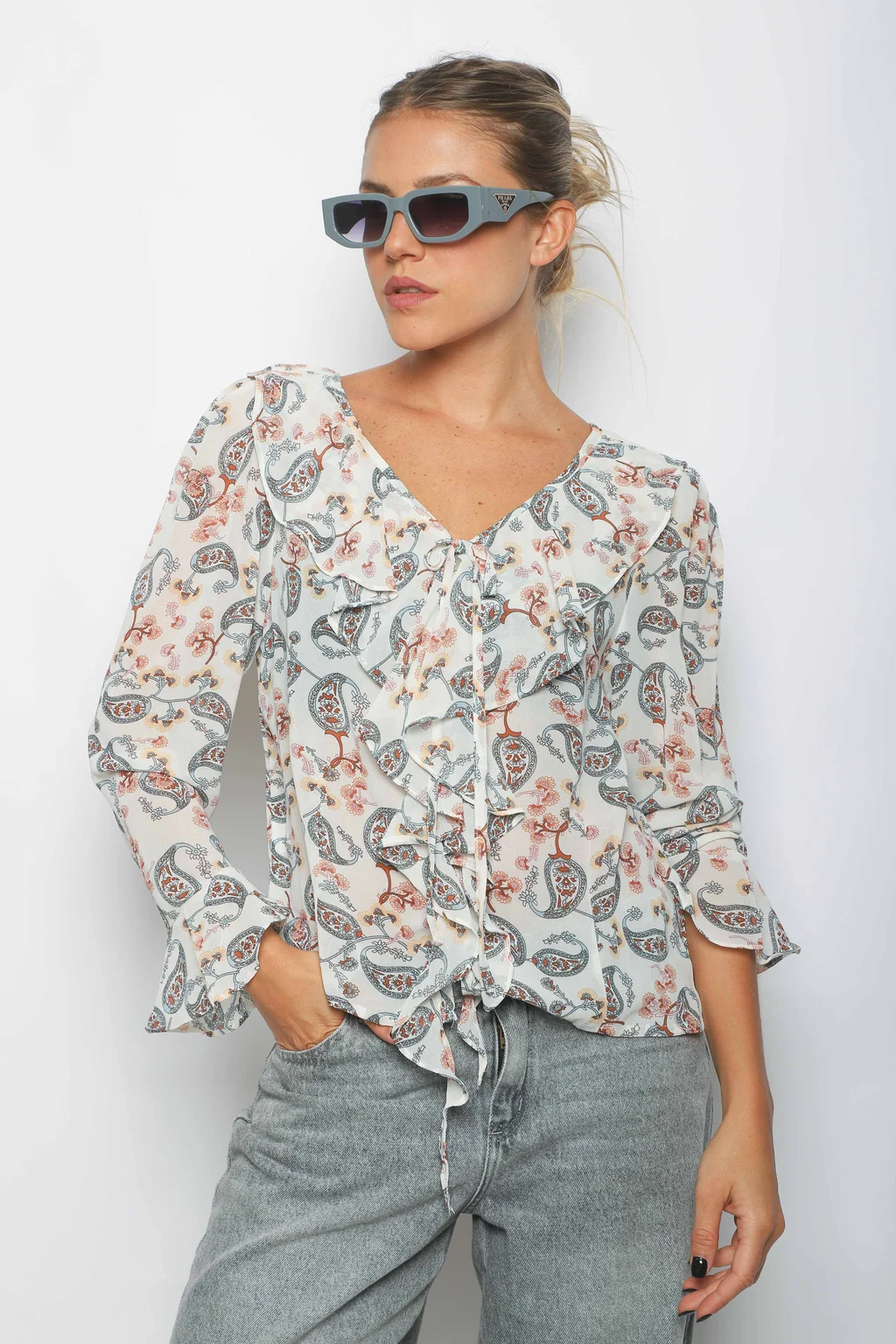 Blusa SOFIA Gasa c/ Volados GU59