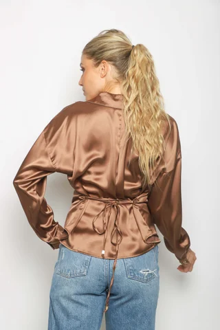 Camisa ZELENI Saten c/ Tiras para atar Atras GUK70282 - Vista 2