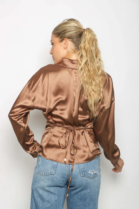 Camisa ZELENI Saten c/ Tiras para atar Atras GUK70282