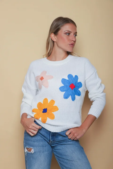 Sweater Flower Bordado GUL661