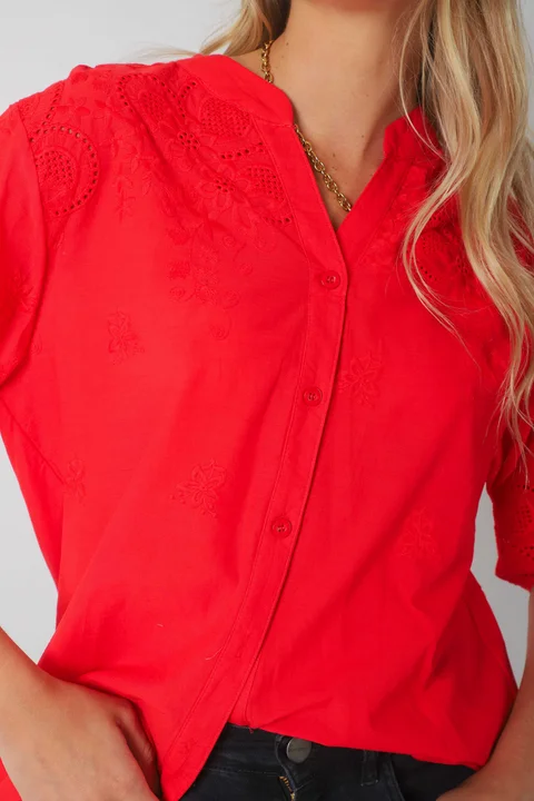 Blusa MAURA Broderie Bordada c/ Puño y Manga 3/4 GU0335