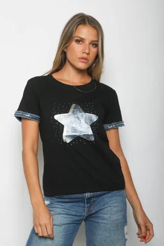 Remera AZZURA STAR C/ Relieve y Strass GU5117 - Vista 2