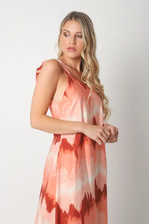 Vestido NISSI BATIK AMPLIO de creppe c/ Tiras y Bolsillos