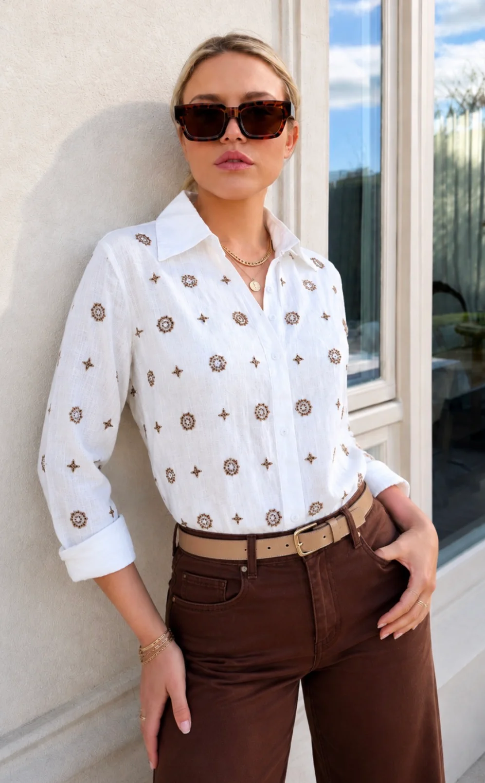 Camisa PUIGARI Lino Bordada GU70238