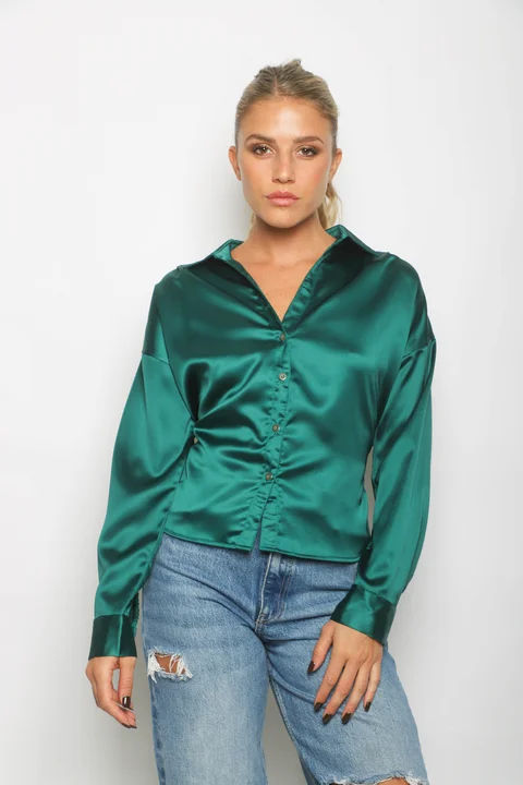 Camisa ZELENI Saten c/ Tiras para atar Atras GUK70282