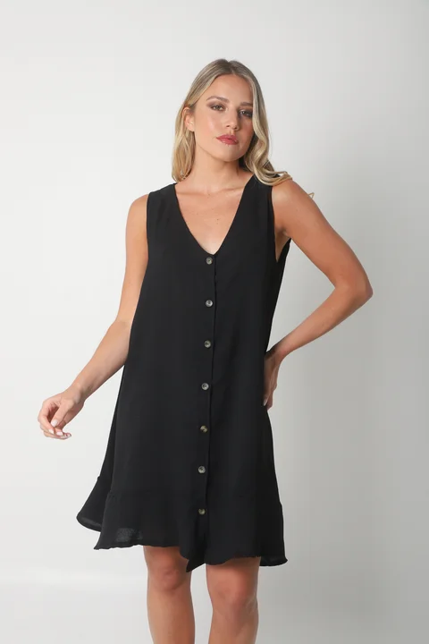 Vestido Gales Abotanado Creppe