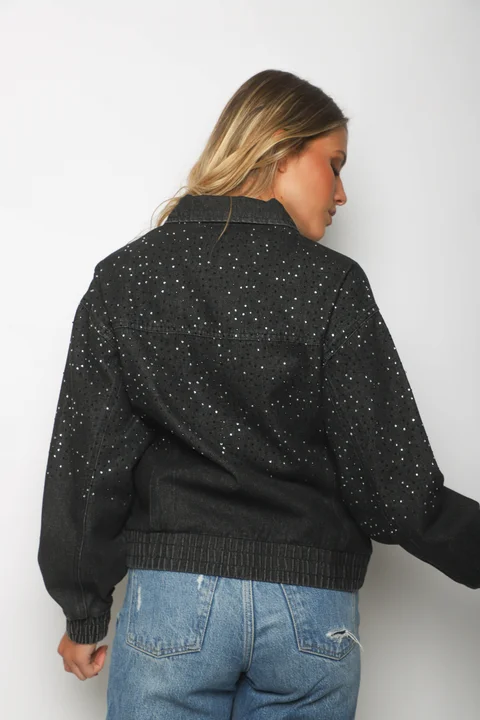 Campera Jean Vakz con Cierre y Strass GU70014